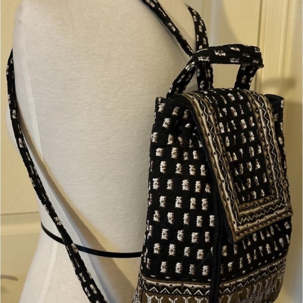 Vera Bradley Black and White Patterned Backpack AND Wallet
